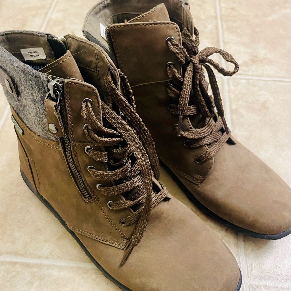 Brown Lace-Up Ankle Boots - Picture 3 of 6